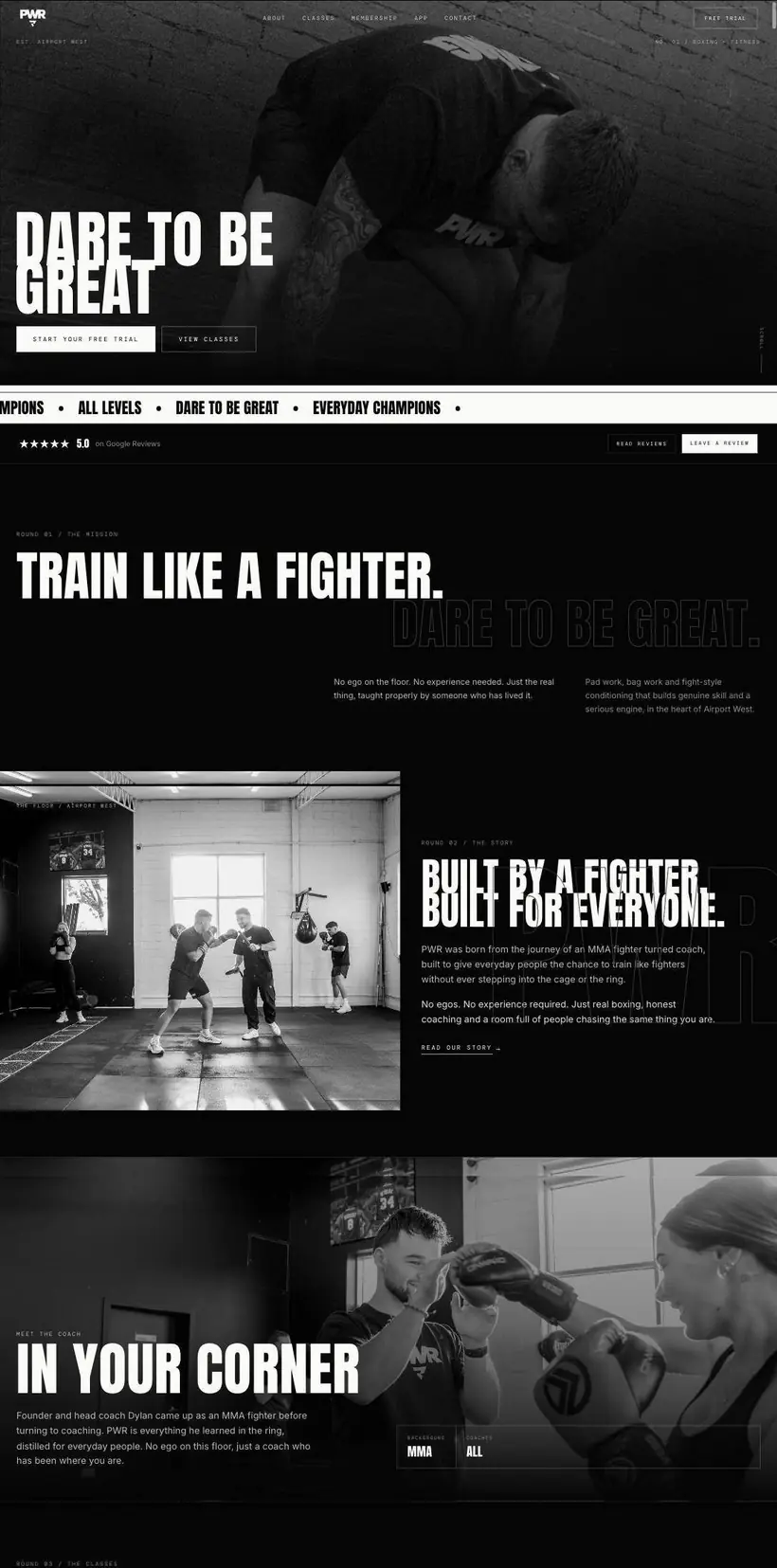 PWR Performance website home page