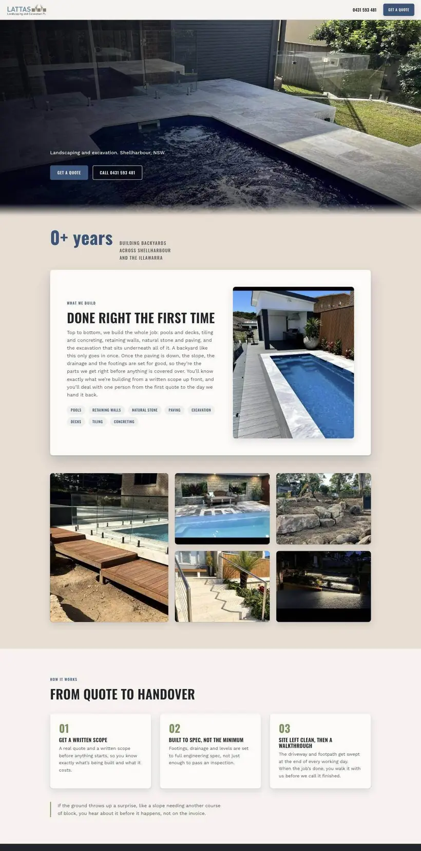Lattas Landscaping website home page